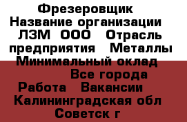 Фрезеровщик › Название организации ­ ЛЗМ, ООО › Отрасль предприятия ­ Металлы › Минимальный оклад ­ 35 000 - Все города Работа » Вакансии   . Калининградская обл.,Советск г.